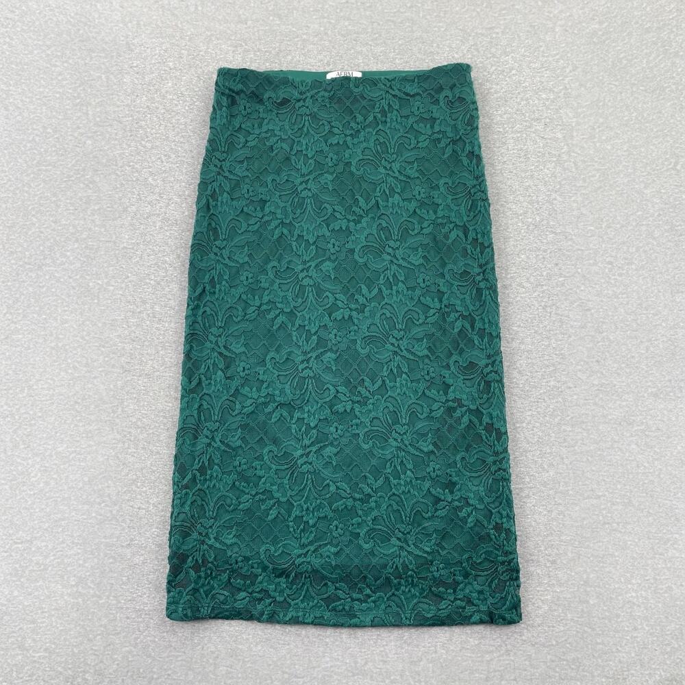 AFRM Skirt Womens M Green Lace Midi Pencil Bodycon Formal Party Pull-On Stretchy